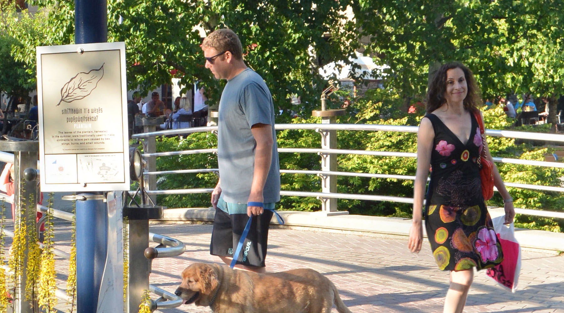 Close up of people on bridge