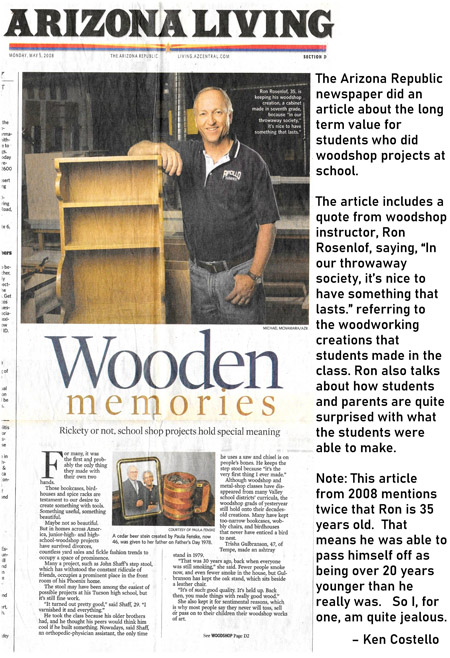 Ron Rosenlof woodshop article