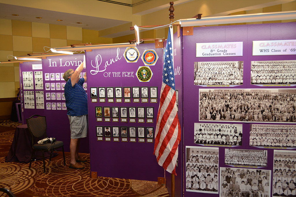 Working on right side of memorial wall