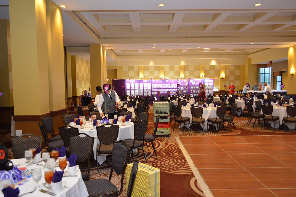 Sheraton staff setting up tables