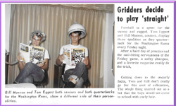 Tom Eggert and Bill Munson under hair dryers